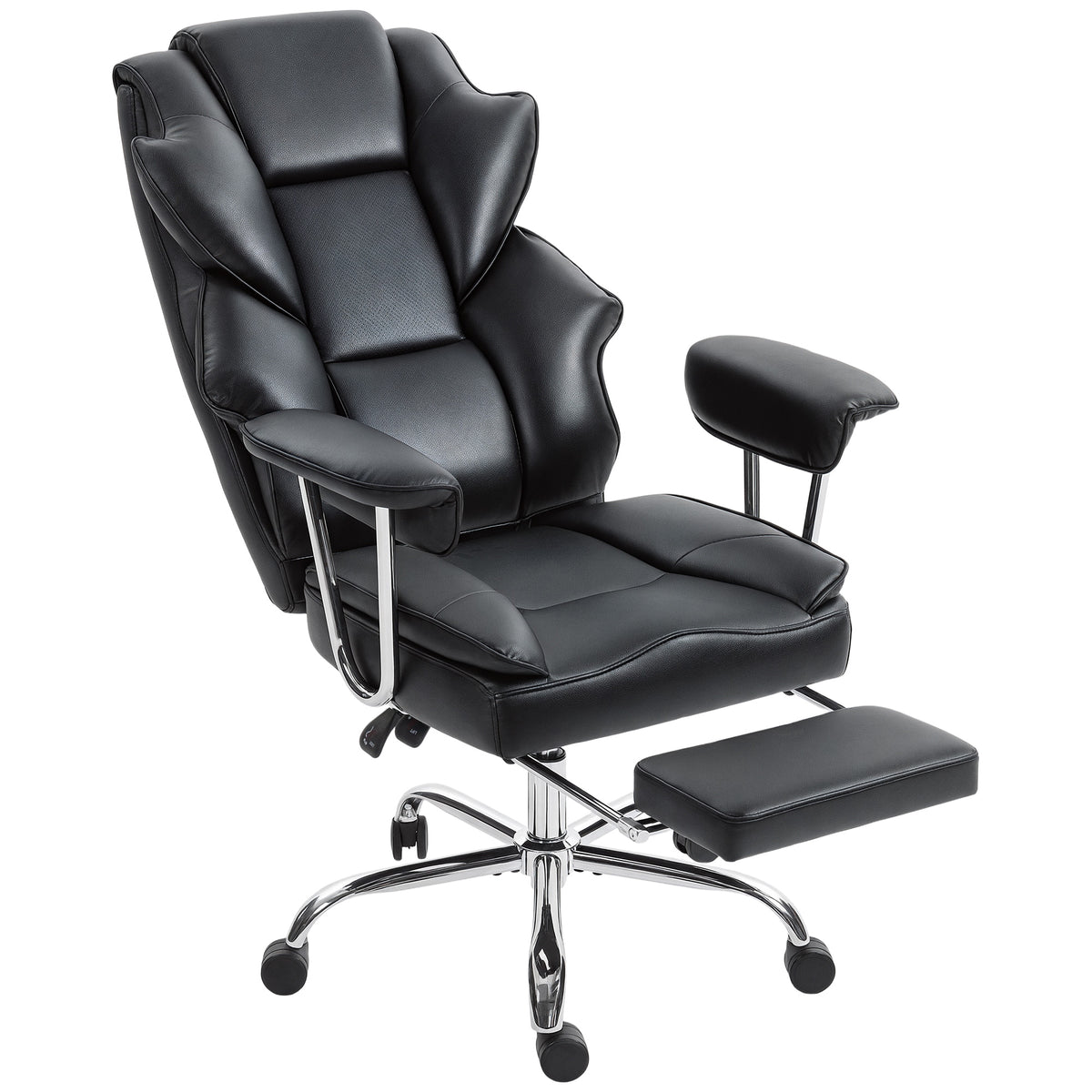 Big and Tall Office Chair, 400 lbs Overstuffed Desk Chair with Shaped Foam, PU Leather, Black