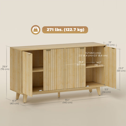 Coffee Bar Cabinet with 4 Doors – 55"W x 30"H