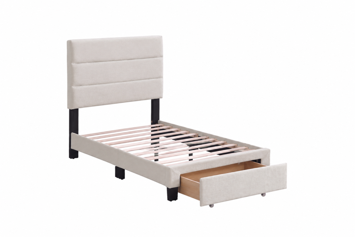 QUEEN PLATFORM STORAGE BED - BLUE