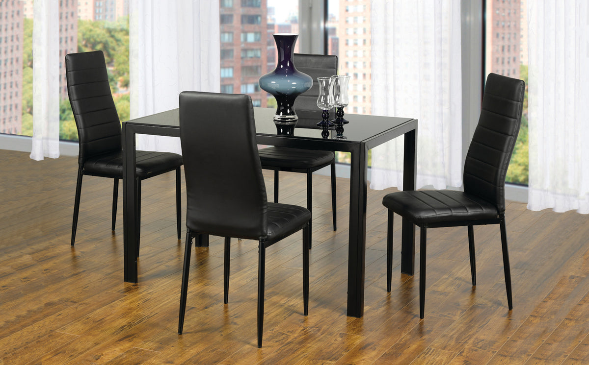 Black Glass 5-Piece Dinette Set