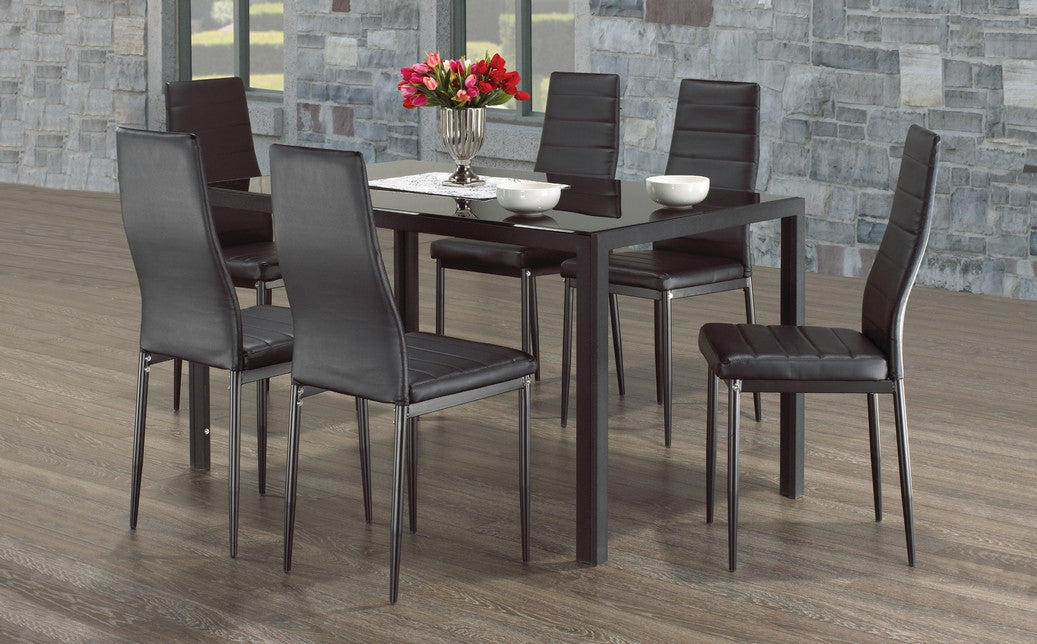 Black Glass 7-Piece Dinette Set
