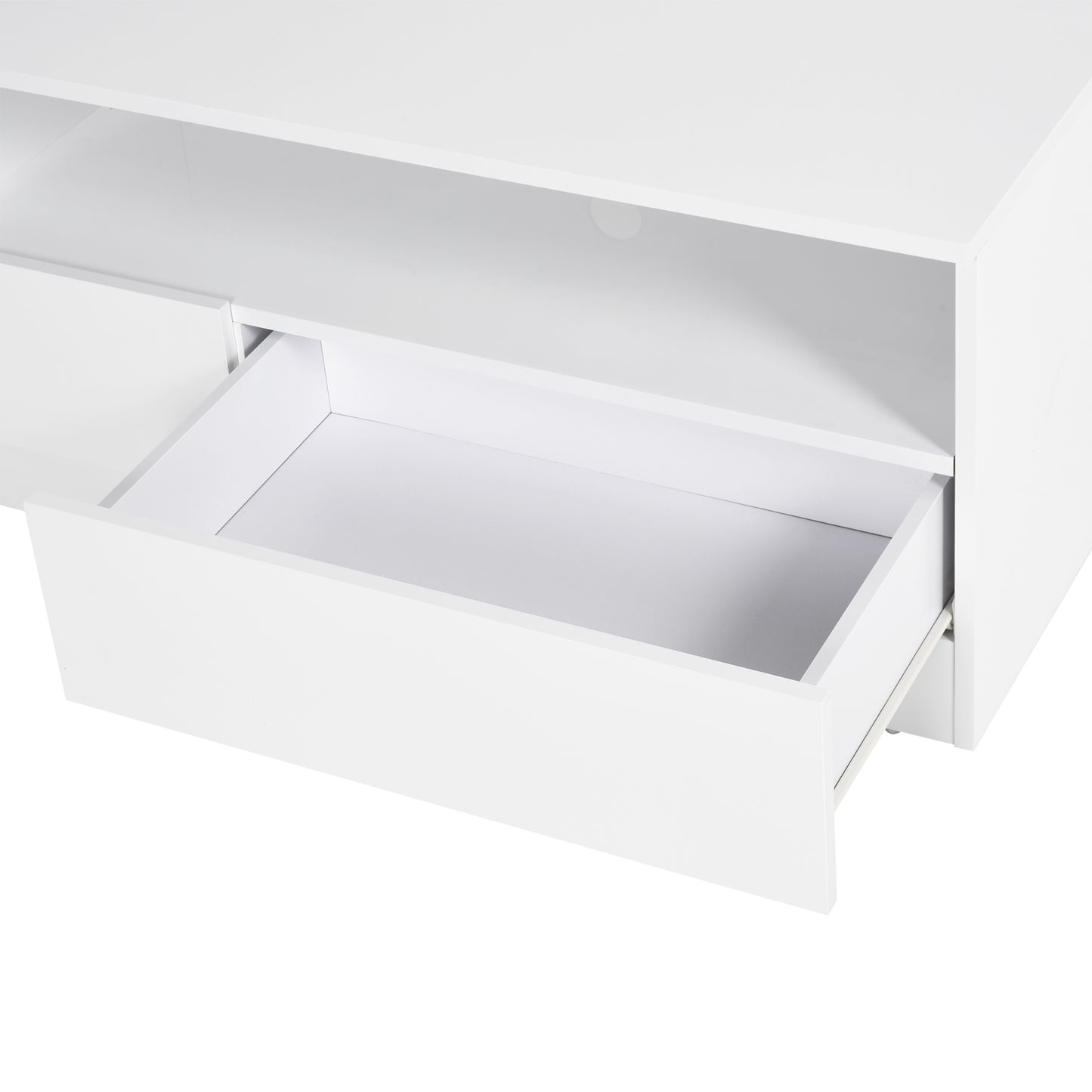 Modern 71-inch High Gloss White LED TV Stand Entertainment Storage Cabinet with Drawers