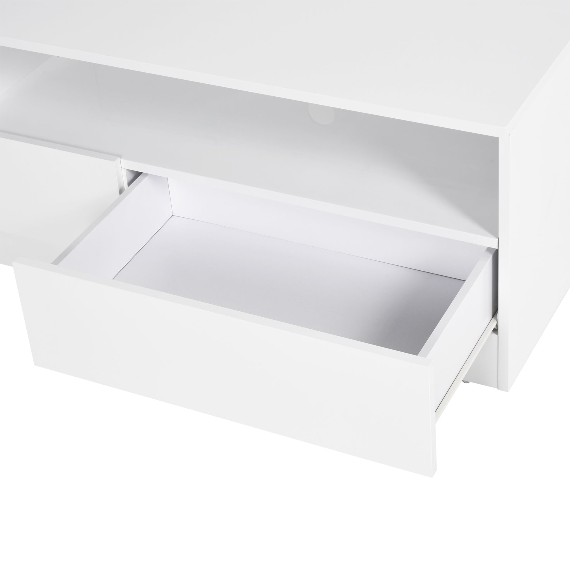 Modern 71-inch High Gloss White LED TV Stand Entertainment Storage Cabinet with Drawers