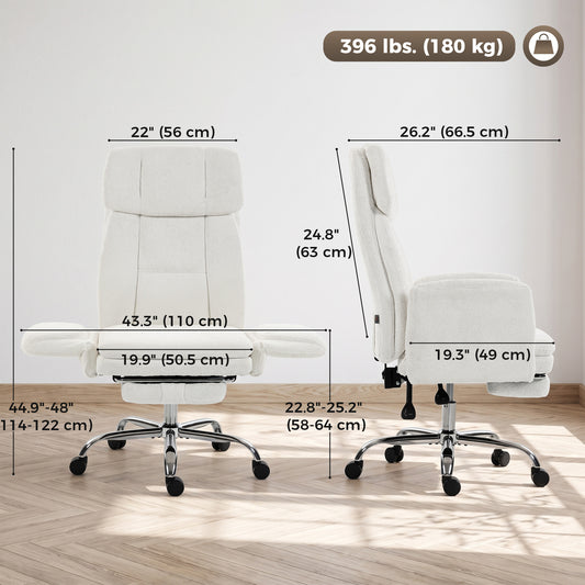 Big and Tall Office Chair with Flip Armrests for Cross Legged Sitting, Cream