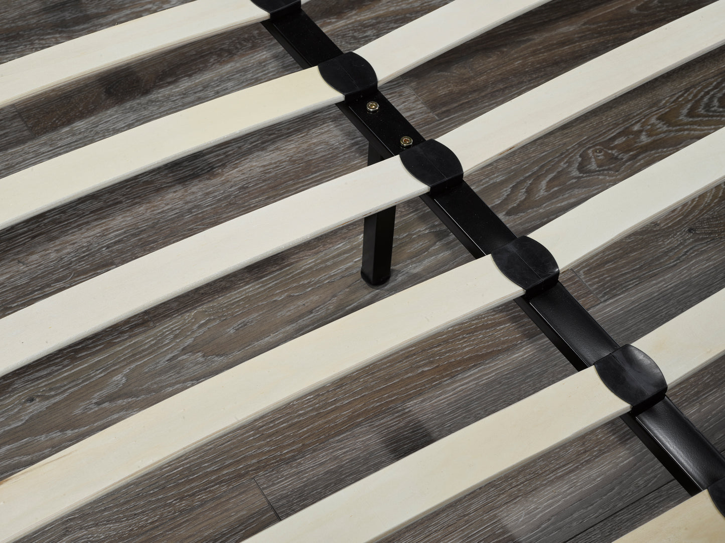 Soho Grey Twin Platform Bed Frame with Bentwood Slats, Polyester Fabric