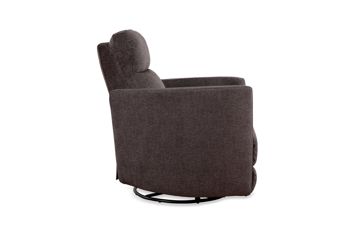 Swivel Glider Recliner with Hidden Handle & Accent Pillows