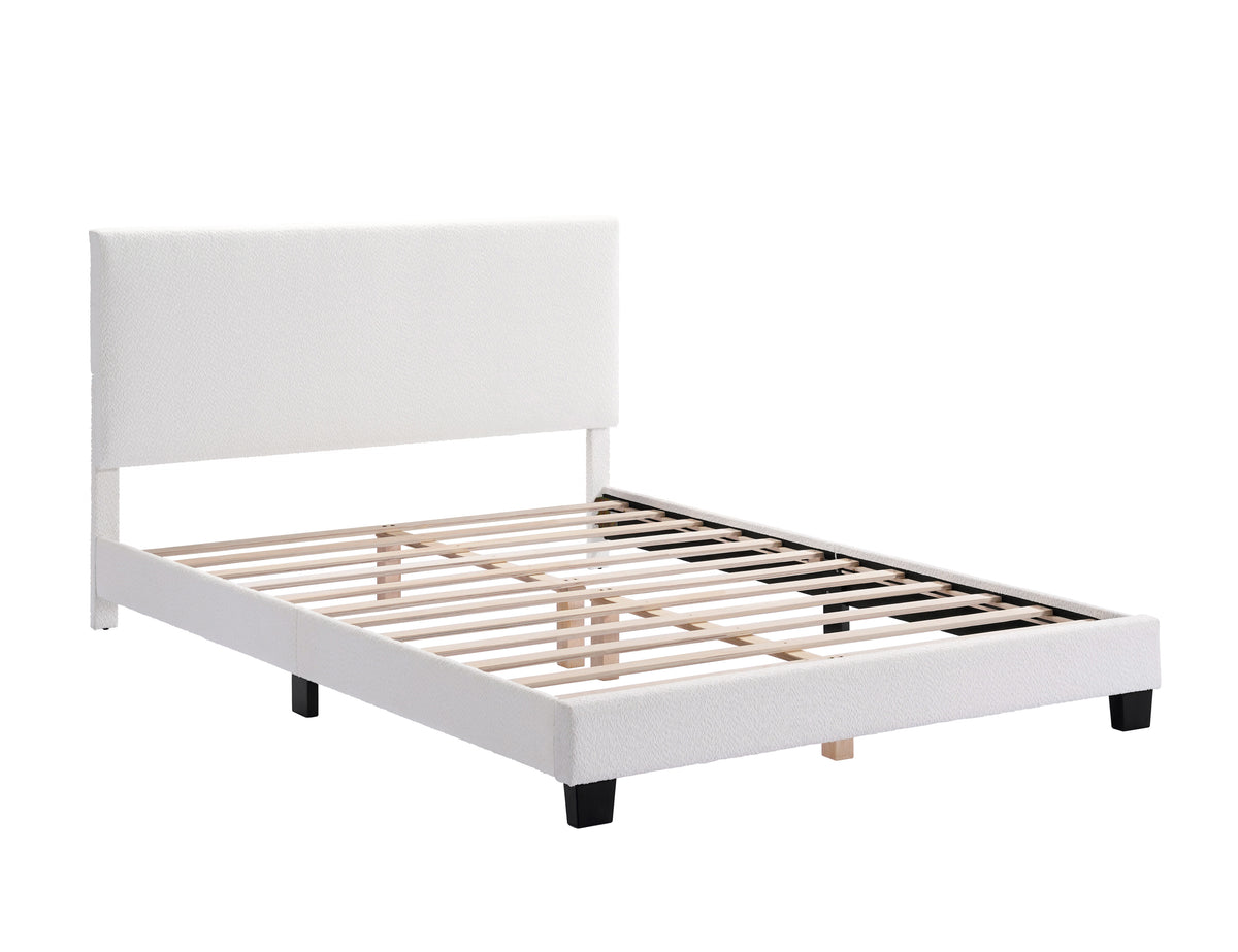 Modern Boucle Platform Bed – Beige