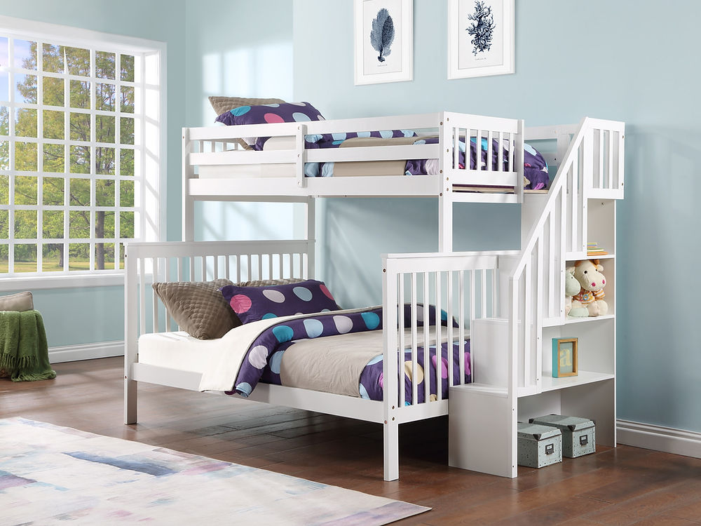 B-1852 Single Double Bunk Bed Mission Style Solid Wood