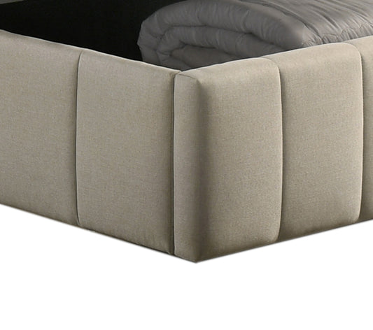 Channel-Tufted Lift Storage Bed – Ivory