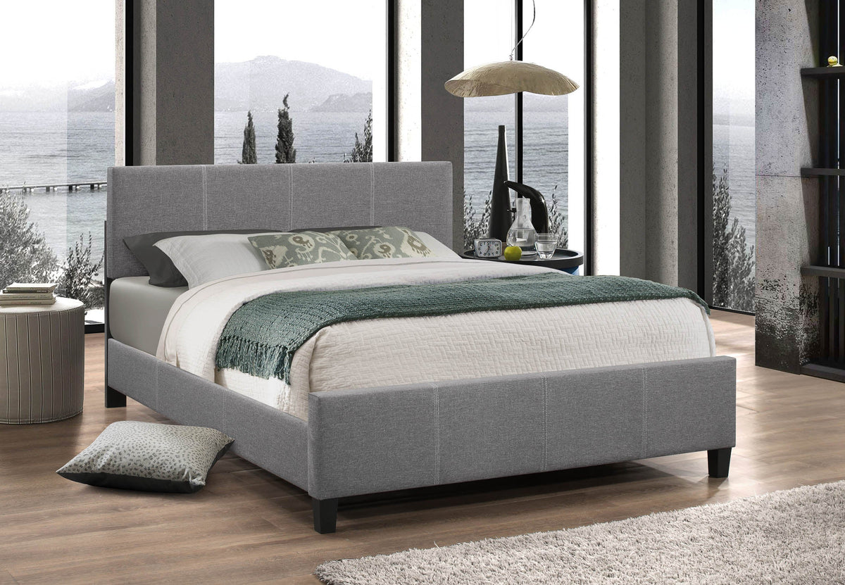 Adjustable Headboard Upholstered Bed – Light Grey Fabric