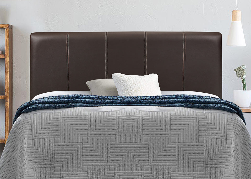 Adjustable Height Upholstered Headboard – Espresso Faux Leather