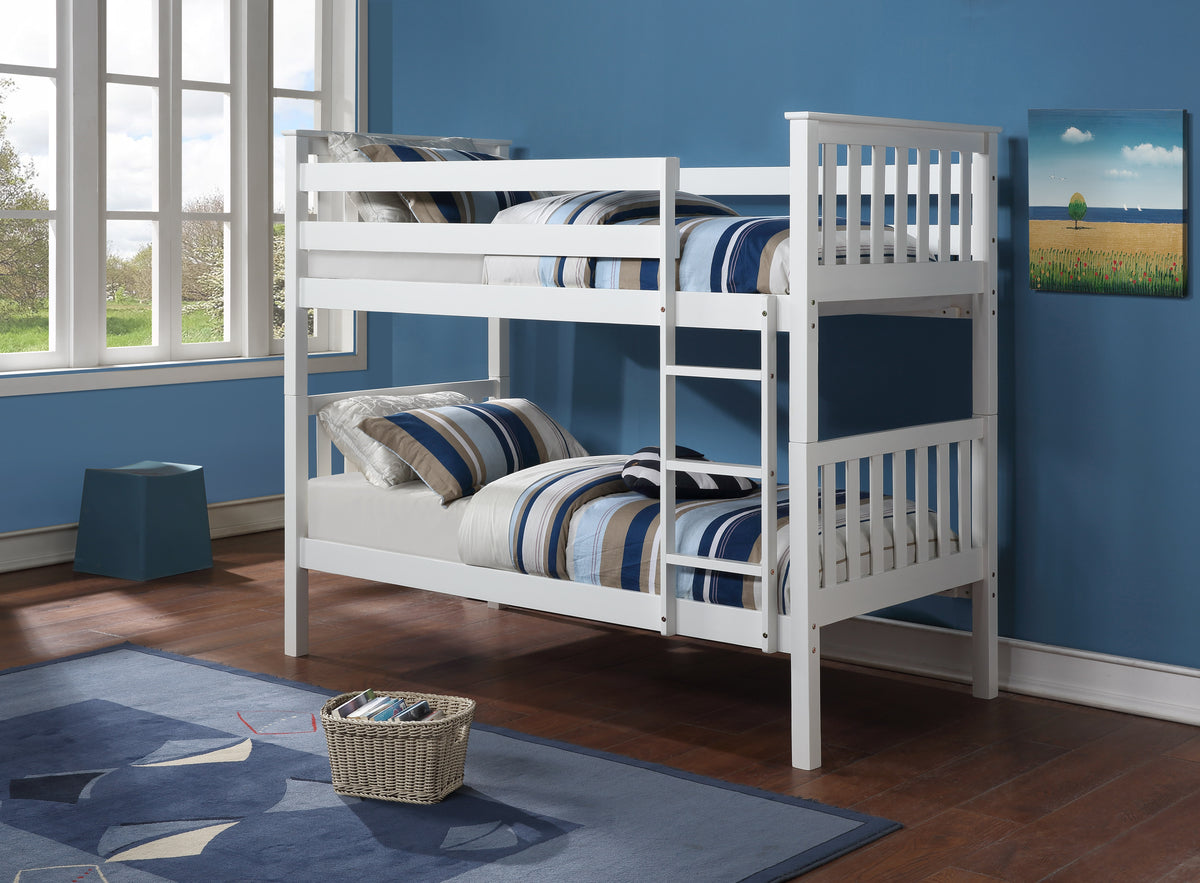 Mission-Style Single/Single Bunk Bed – White