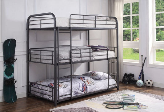Metal Triple Bunk Bed – Single/Single/Single – Grey