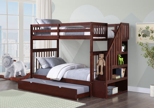 Mission Bunk Bed with Reversible Staircase – Espresso Single/Single