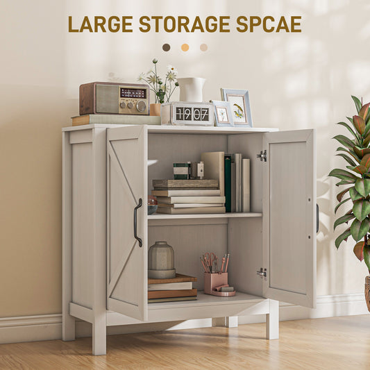 Kitchen Storage Cabinet with Barn Door and Adjustable Shelves – 32"W x 34"H