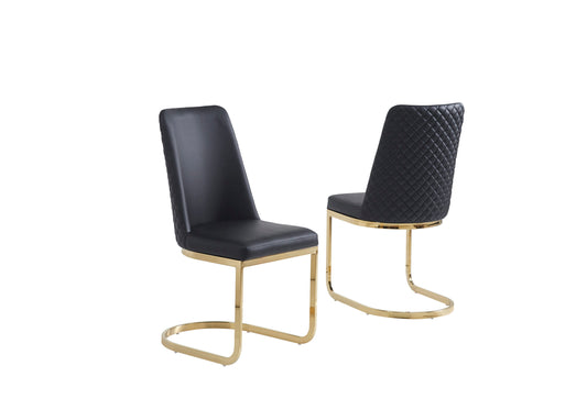 Cantilever Faux Leather Dining Chair, Gold Base