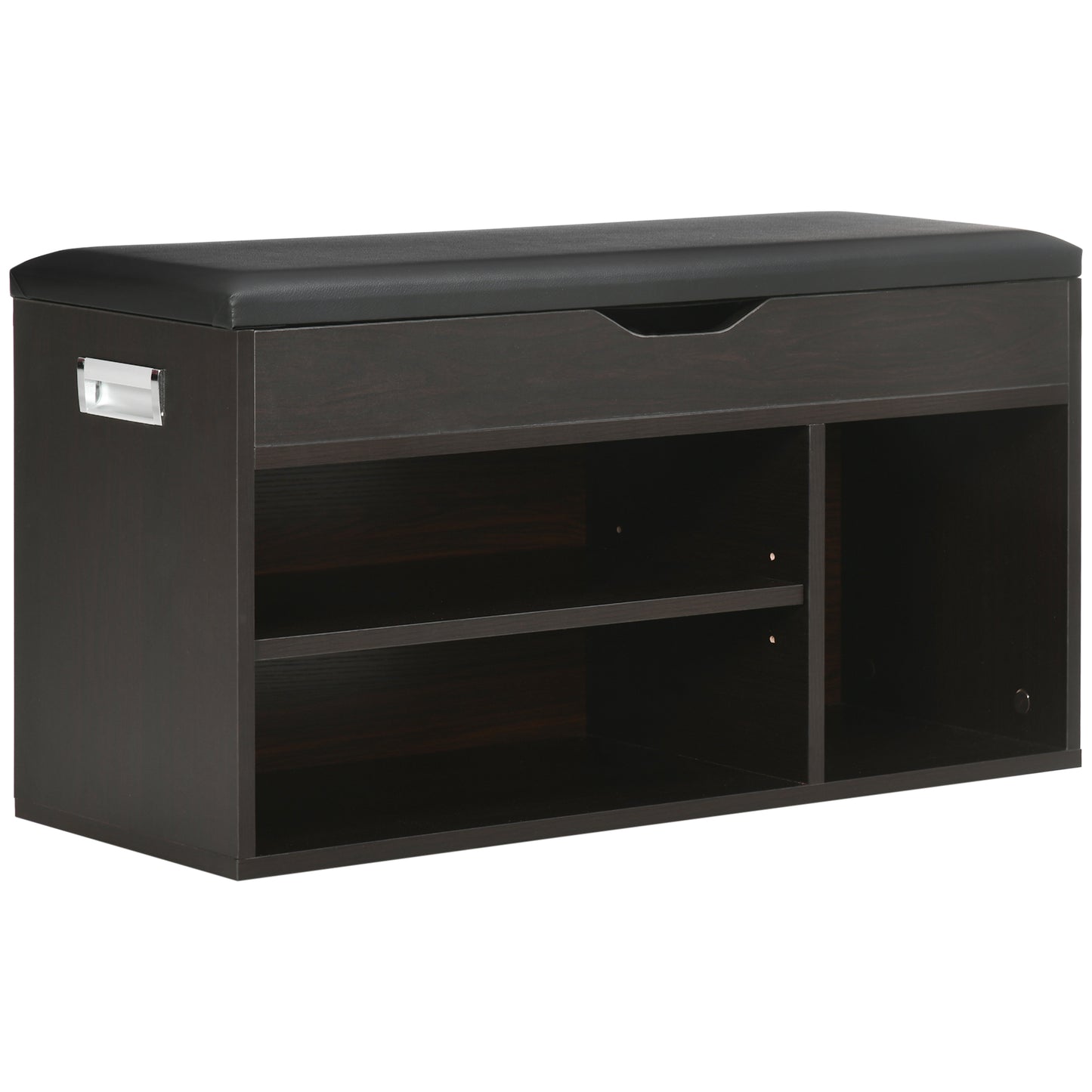 HOMCOM Entryway Shoe Bench with Padded Cushion, Hidden Storage, Black