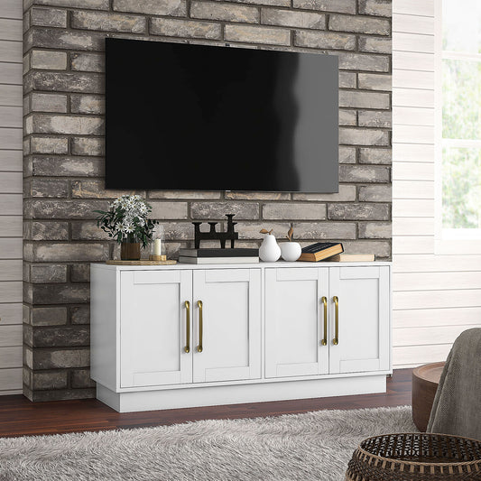 HOMCOM TV Stand with Soft Hinged Doors and Adjustable Shelves