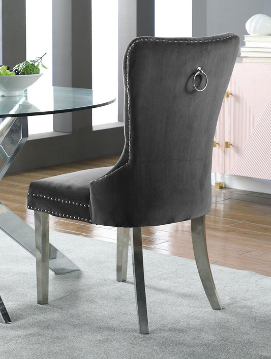 Chrome Knocker Tufted Velvet Dining Chair – Set of 2