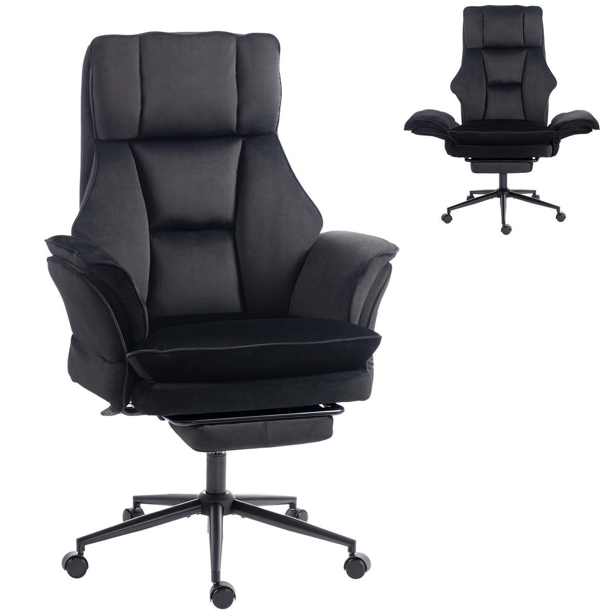 Cross Legged Office Chair with Footrest, Black
