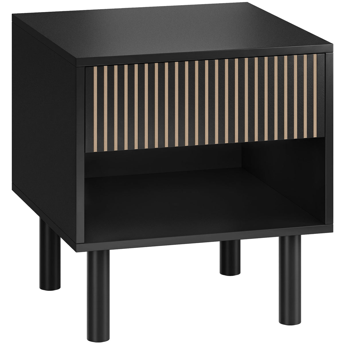 Bedside Table with Drawer and Open Shelf – 19"W x 20"H