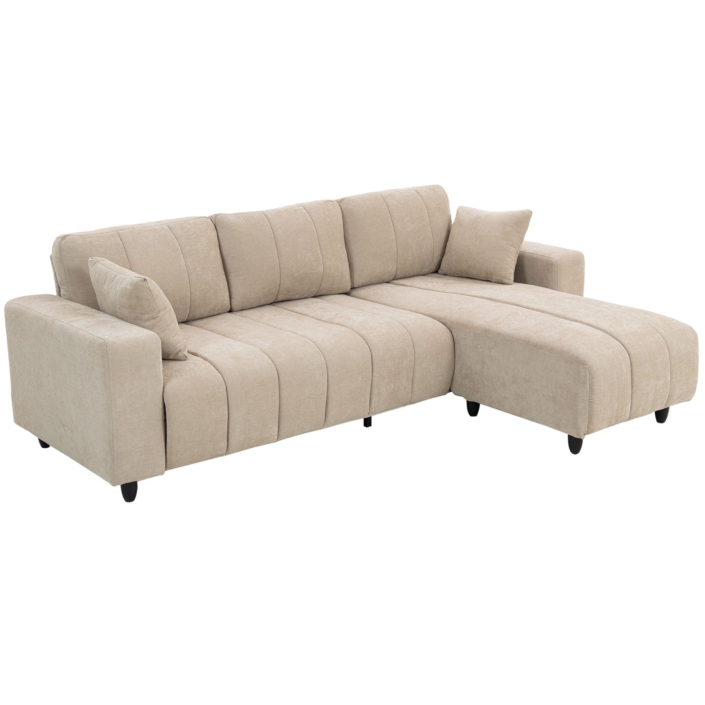 HOMCOM Beige 3-Seater L-Shaped Sectional Sofa with Changeable Chaise, Spring Cushions