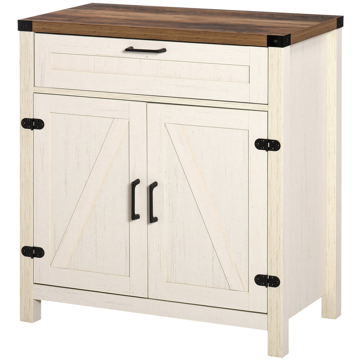 Sideboard Buffet Cabinet with 2 Rustic Barn Doors and Drawer – 30"W x 33"H