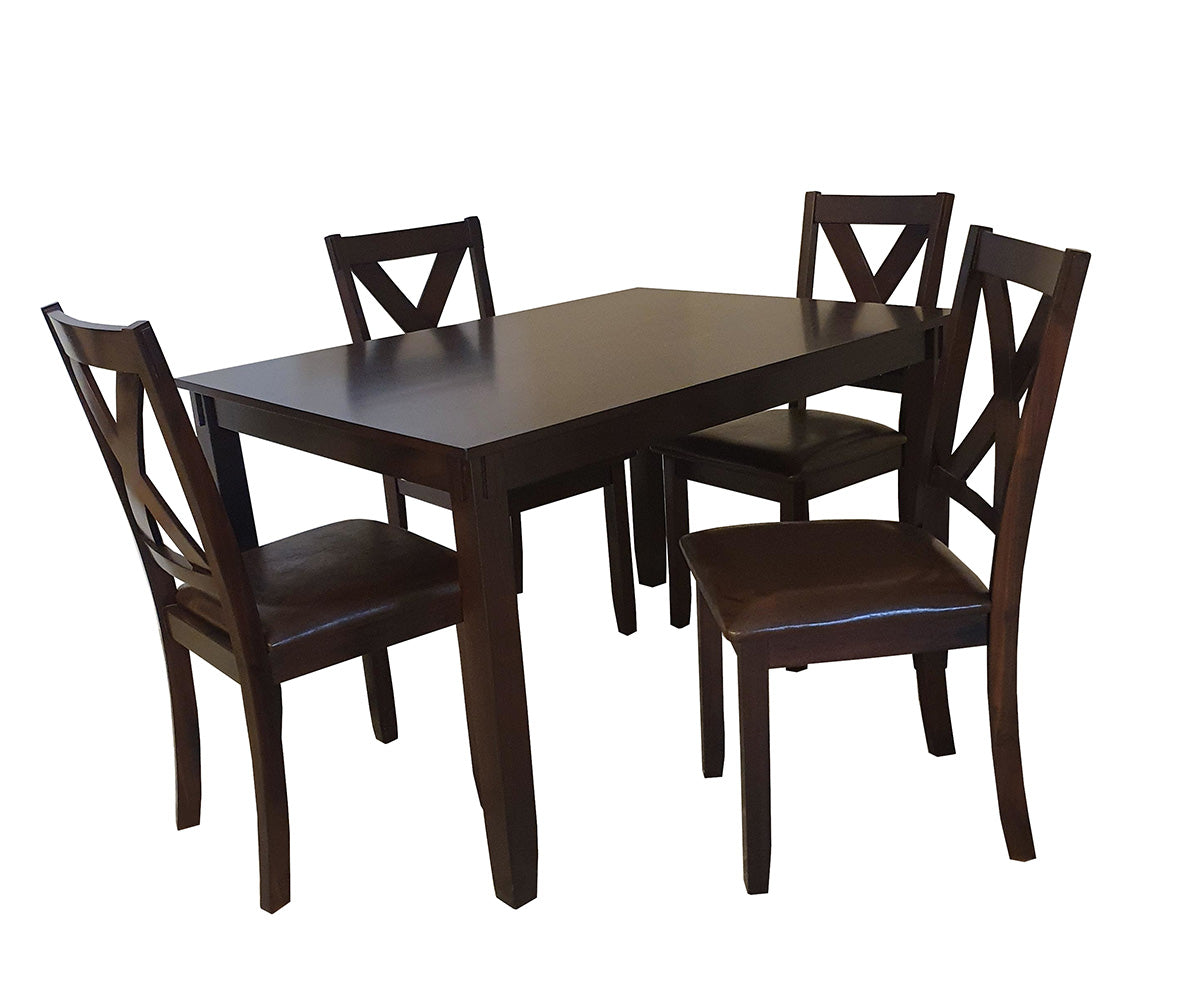 Poppy 5-Piece Dining Set – Espresso Solid Wood