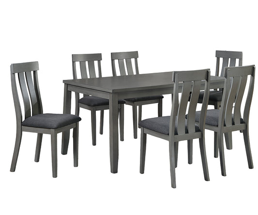 Mira 7-Piece Dining Set – Grey Solid Wood