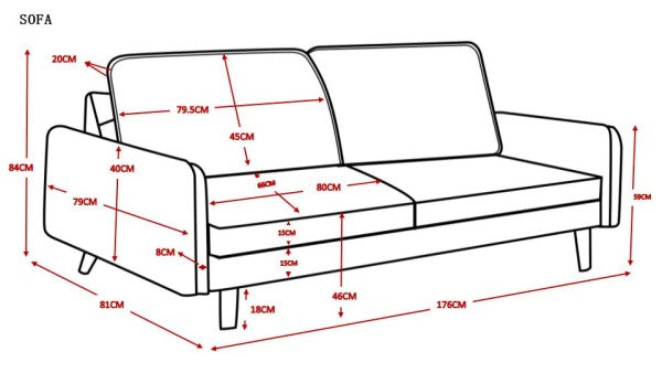 Modern Elegant Beige 3-Seater Sofa, Slim Arms, Splayed Legs