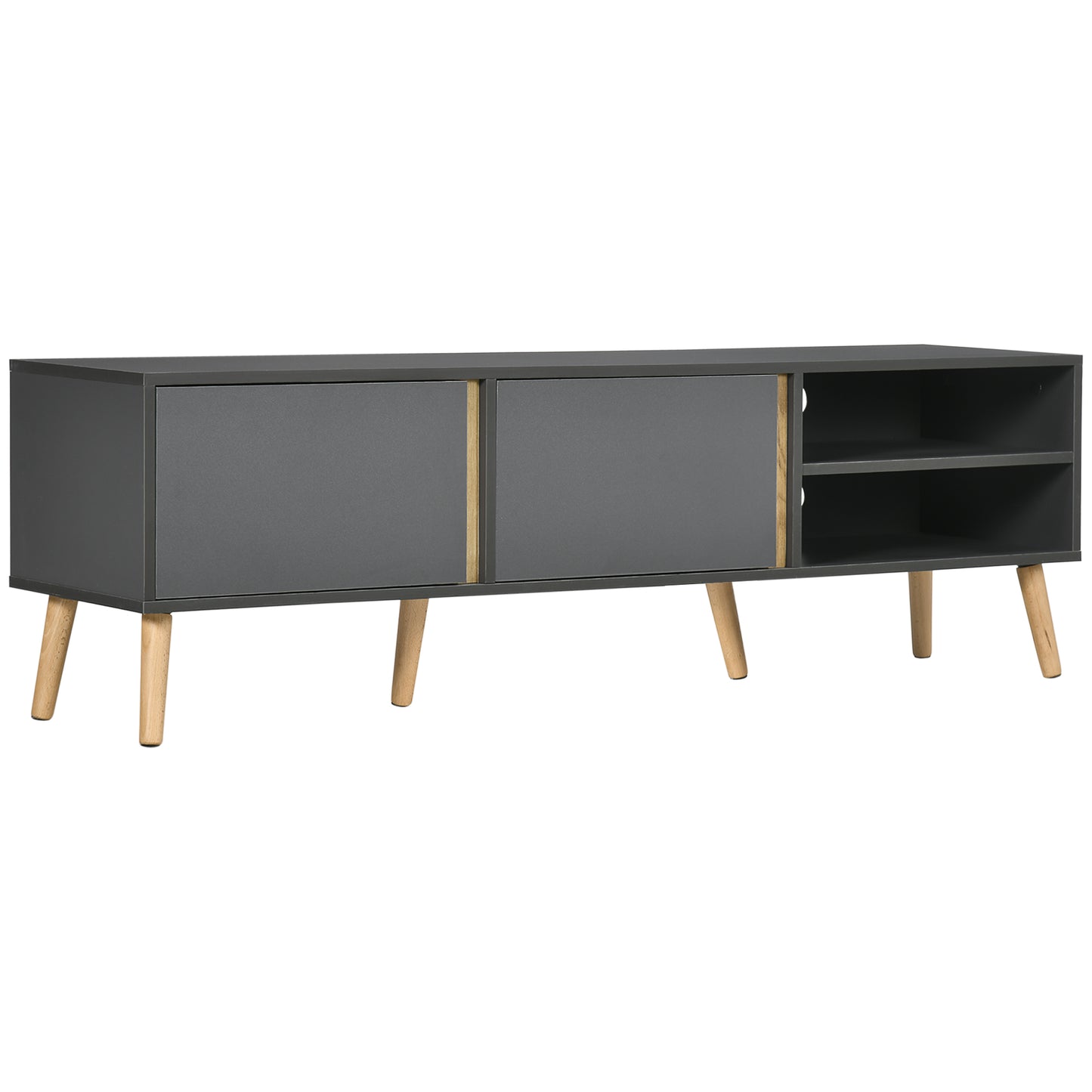 HOMCOM Modern Dark Grey TV Stand for 55-inch TVs with Storage and Cable Management