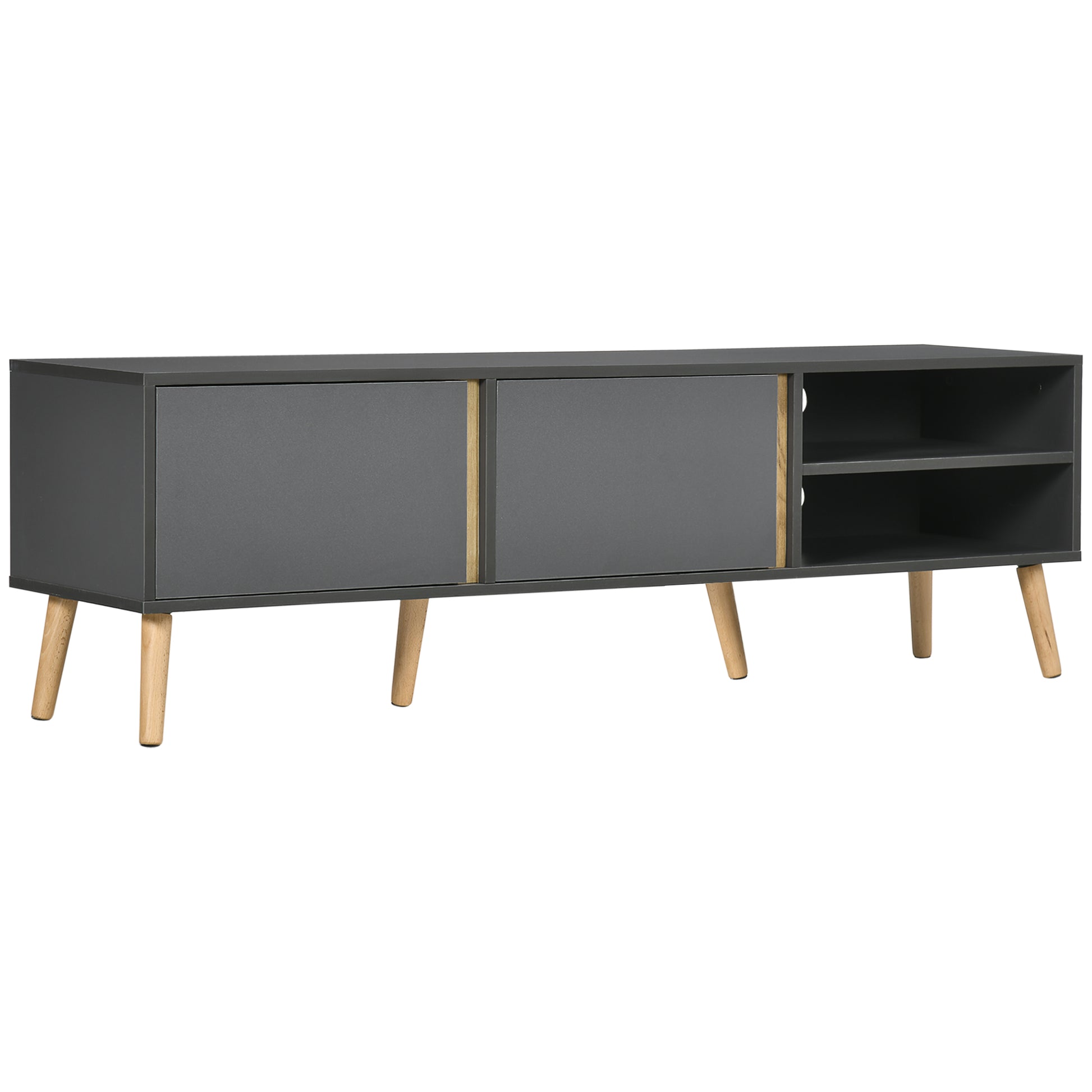 HOMCOM Modern Dark Grey TV Stand for 55-inch TVs with Storage and Cable Management