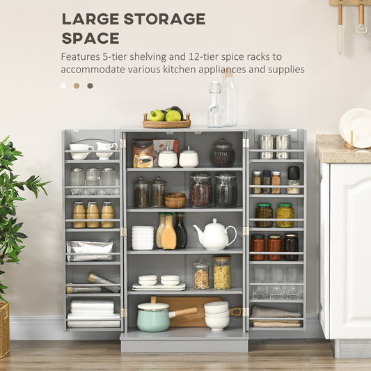 2-Door Kitchen Pantry Cabinet with 5-tier Shelving – 24"W x 41"H
