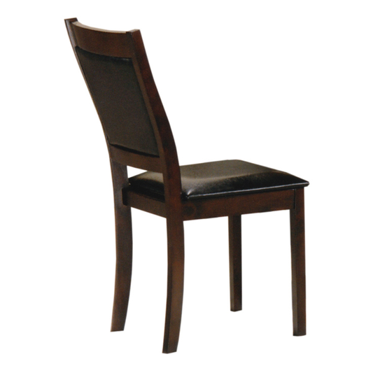 Espresso Dining Chair with Black PU Seat – Set of 2