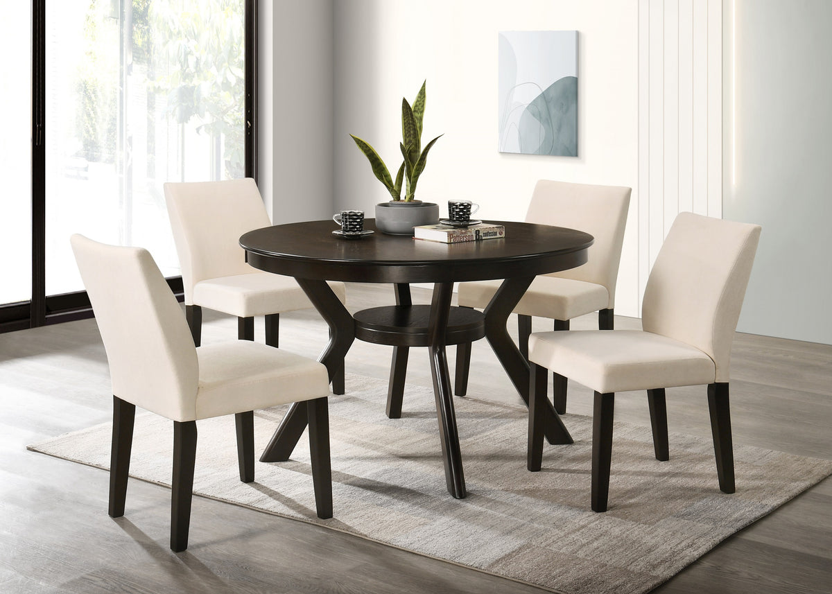 Espresso Square Dining Set with Storage Shelf