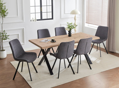 T-1808 C-1820 Dining Table And Chair Set, Live Edge Wood
