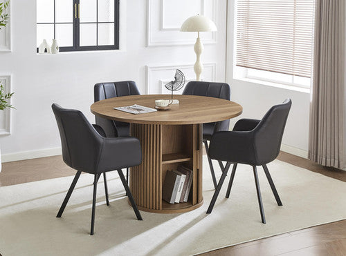 T-1408 C-1413 Dining Table and Velvet Chair Modern Compact Set