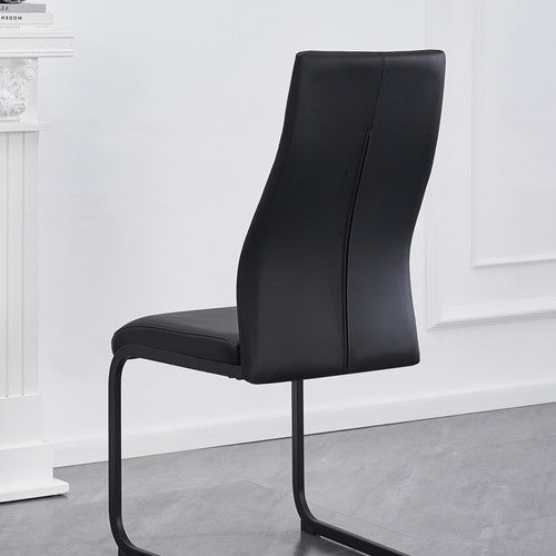 Modern Grey Marble Table & Black Steel Chair Set
