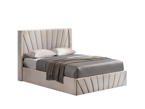 IF-5872 Storage Bed Velvet Ivory With Hydraulic Lift