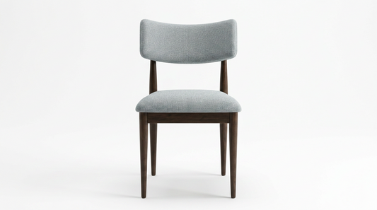 Open-Back Upholstered Dining Chair, Dark Wood Frame