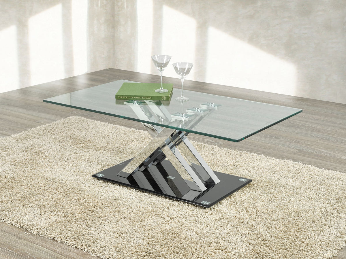 Glass Coffee Table – Silver/Black