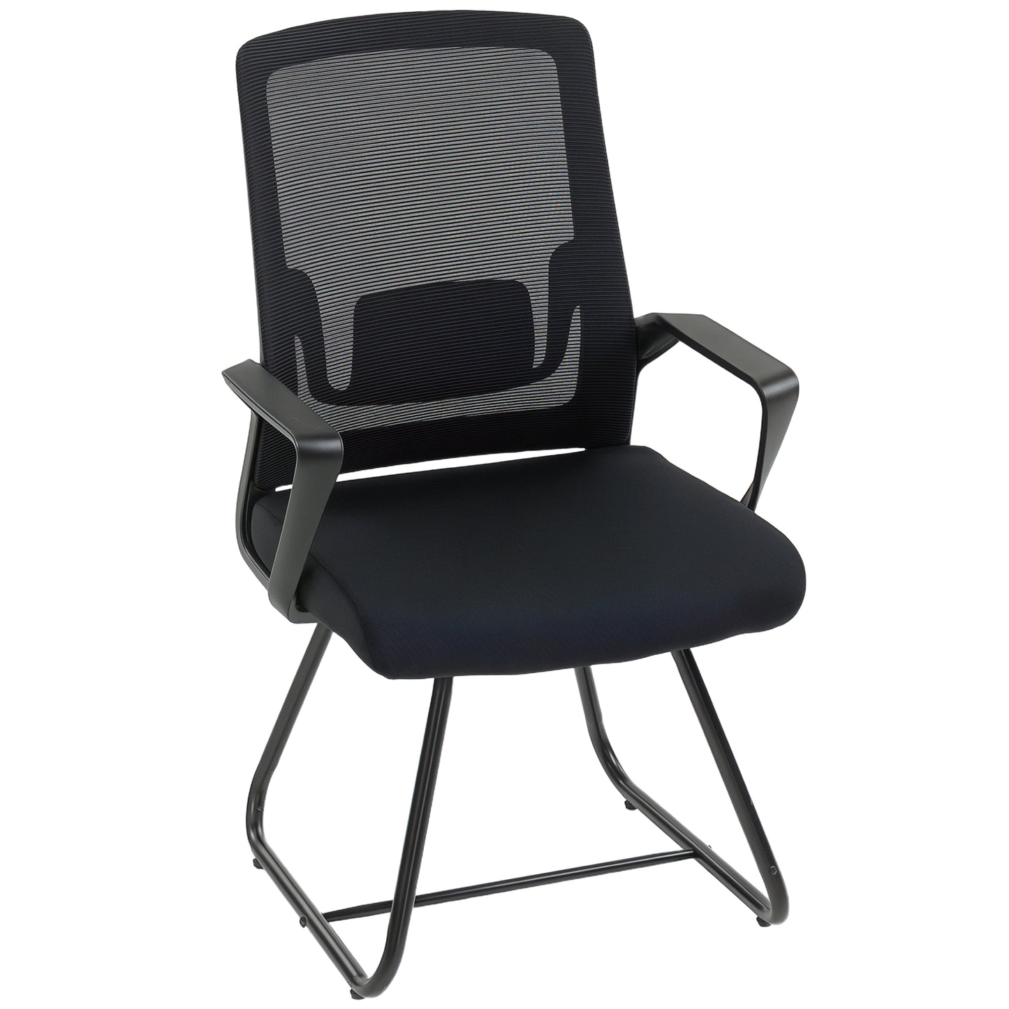 HOMCOM Ergonomic Mesh Office Chair No Wheels Lumbar Support Fixed Base