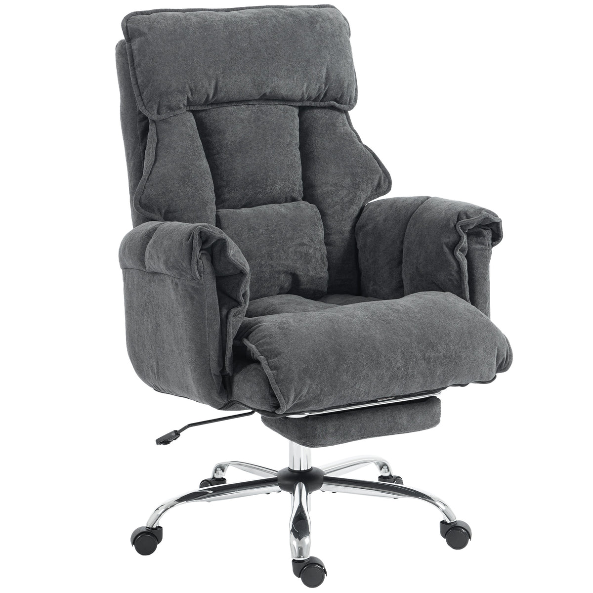 Desk Chair, Computer Office Chair with Footrest, Adjustable Backrest and Headrest, Dark Grey