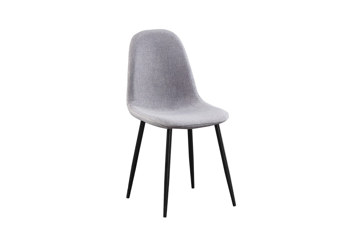 Grey Fabric Dining Chair with Black Legs – Set of 4
