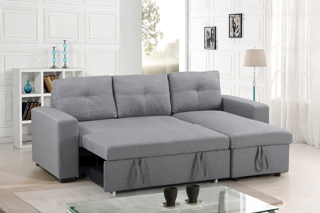Grey Sofa Bed Sectional with Reversible Storage Chaise
