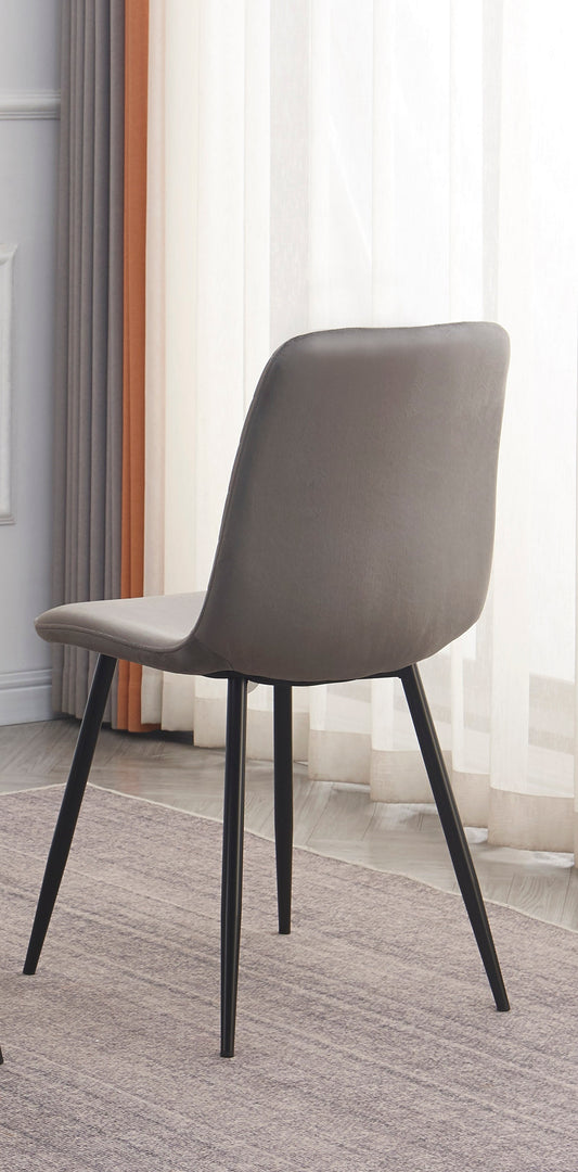 Grey Velvet Stitched Dining Chair – Set of 6
