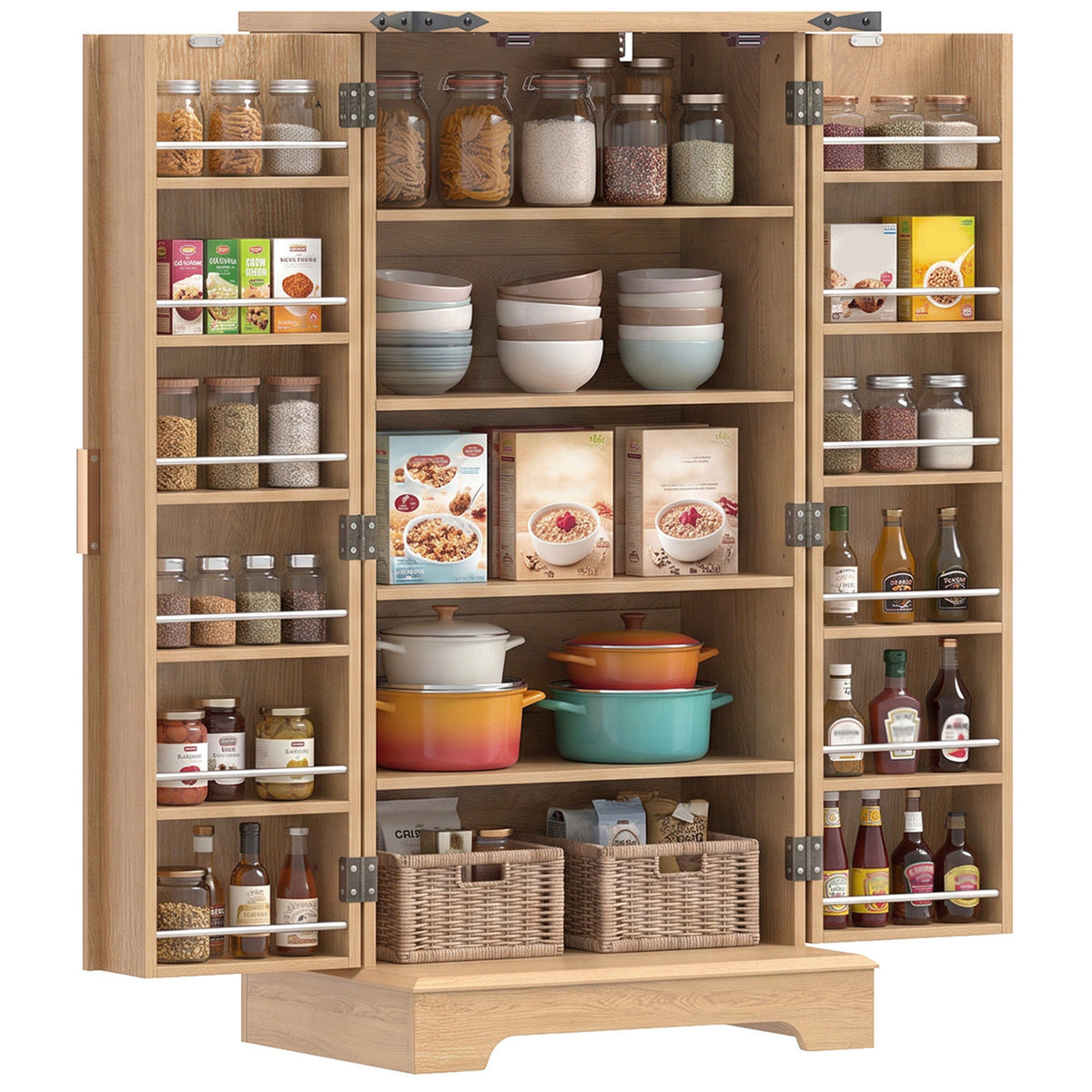Kitchen Pantry Cabinet with Doors and Adjustable Shelves – 24"W x 46"H
