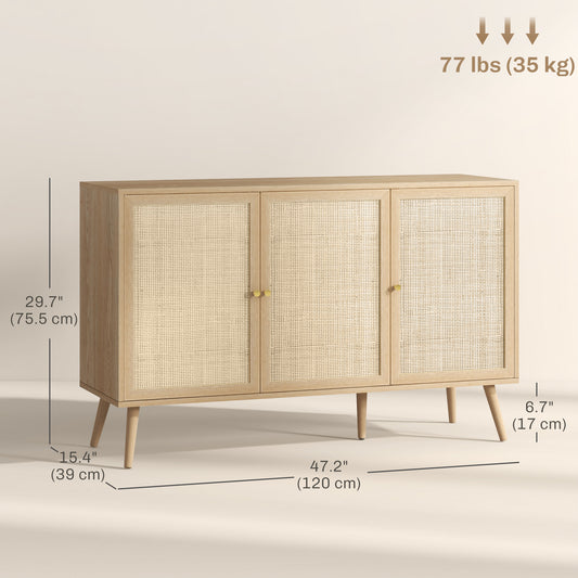 Boho Sideboard with Rattan Doors – 47"W x 30"H