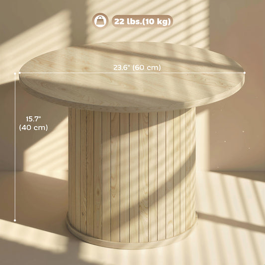 24" Round Coffee Table with Slatted Pedestal Base