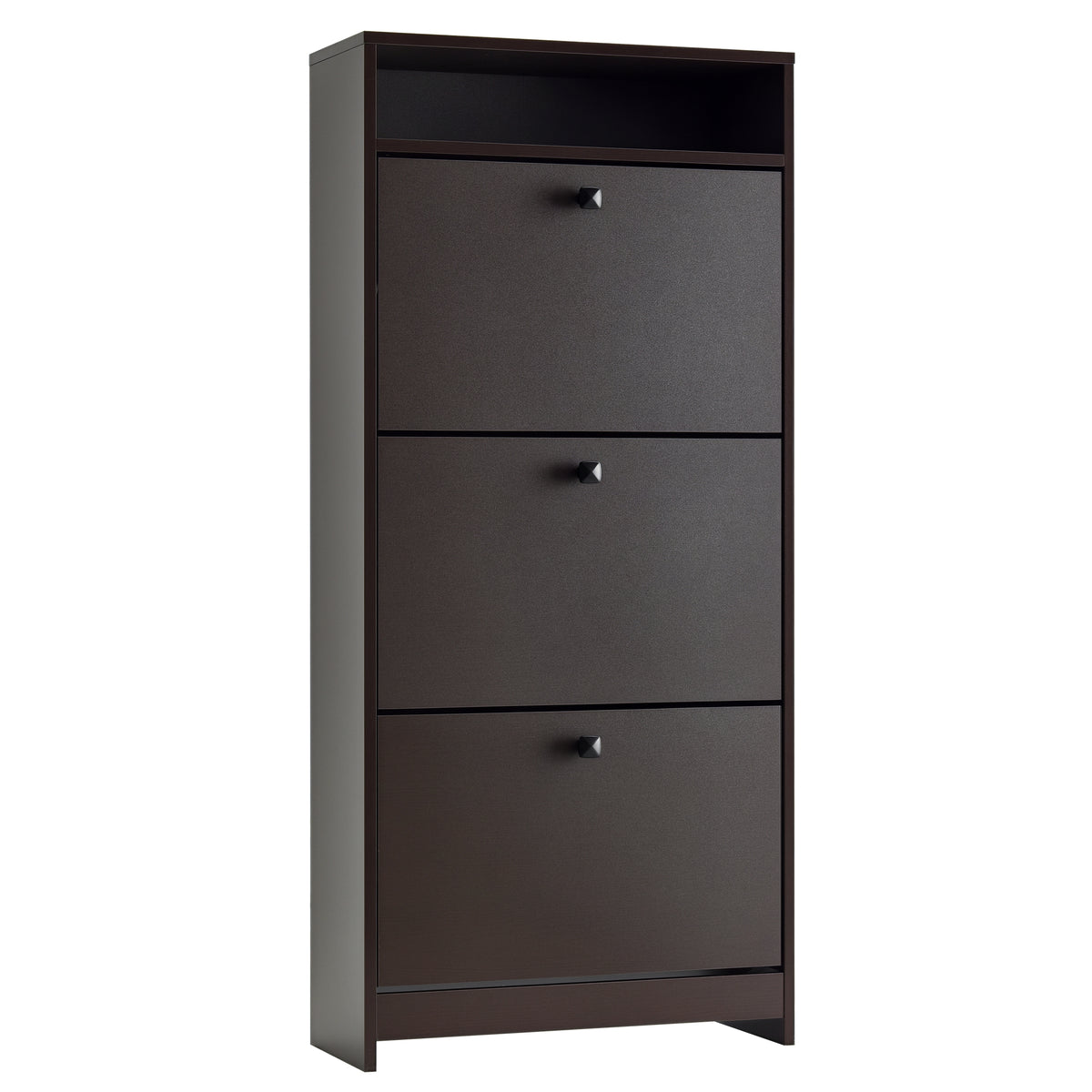 Slim Shoe Storage with 3 Flip Drawers and Adjustable Shelves – 24"W x 52"H
